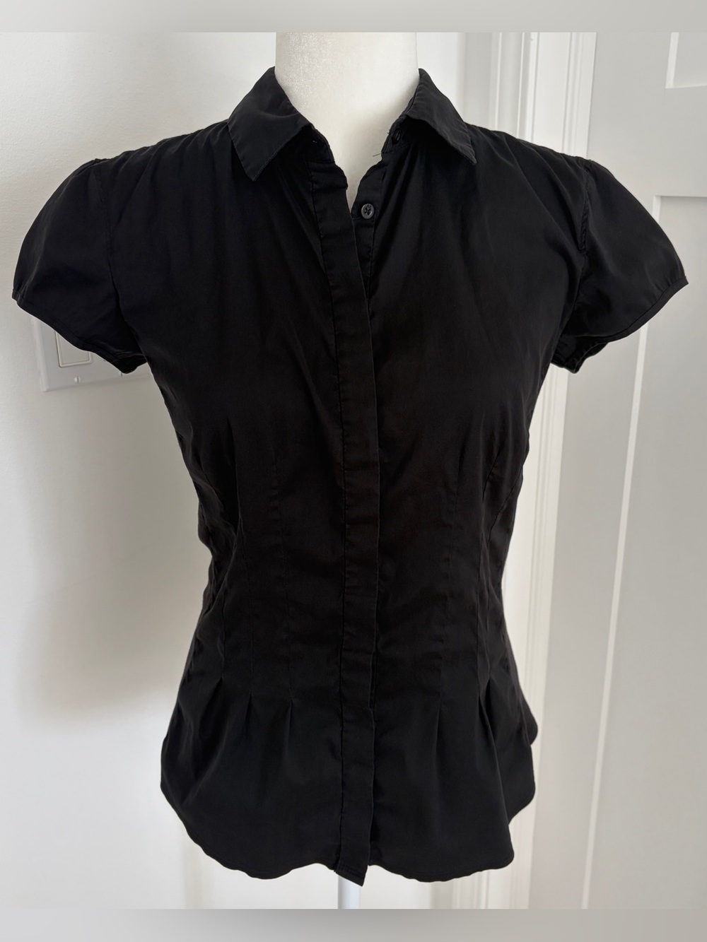 Armani Exchange AX Womens Black Button Front Stretch Blouse Top Shirt Sz M *F15